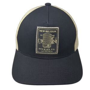 New Belgium Trucker Hat Black Beige OS Mesh Back Brewing Co Patch Adjustable